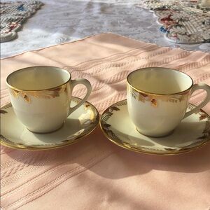 Gold and Cream Teacup with Saucer
